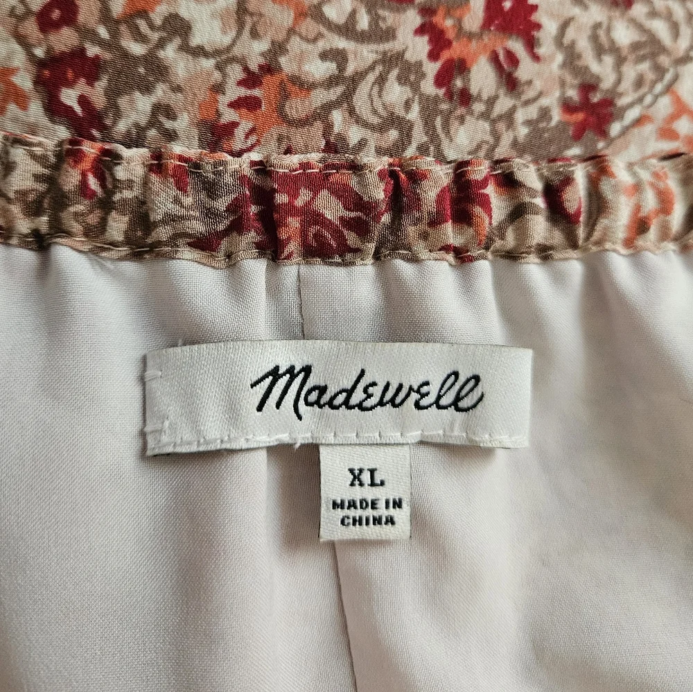 Madewell pink red cold shoulder paisley silk mini dress Women XLarge - Picture 6 of 7